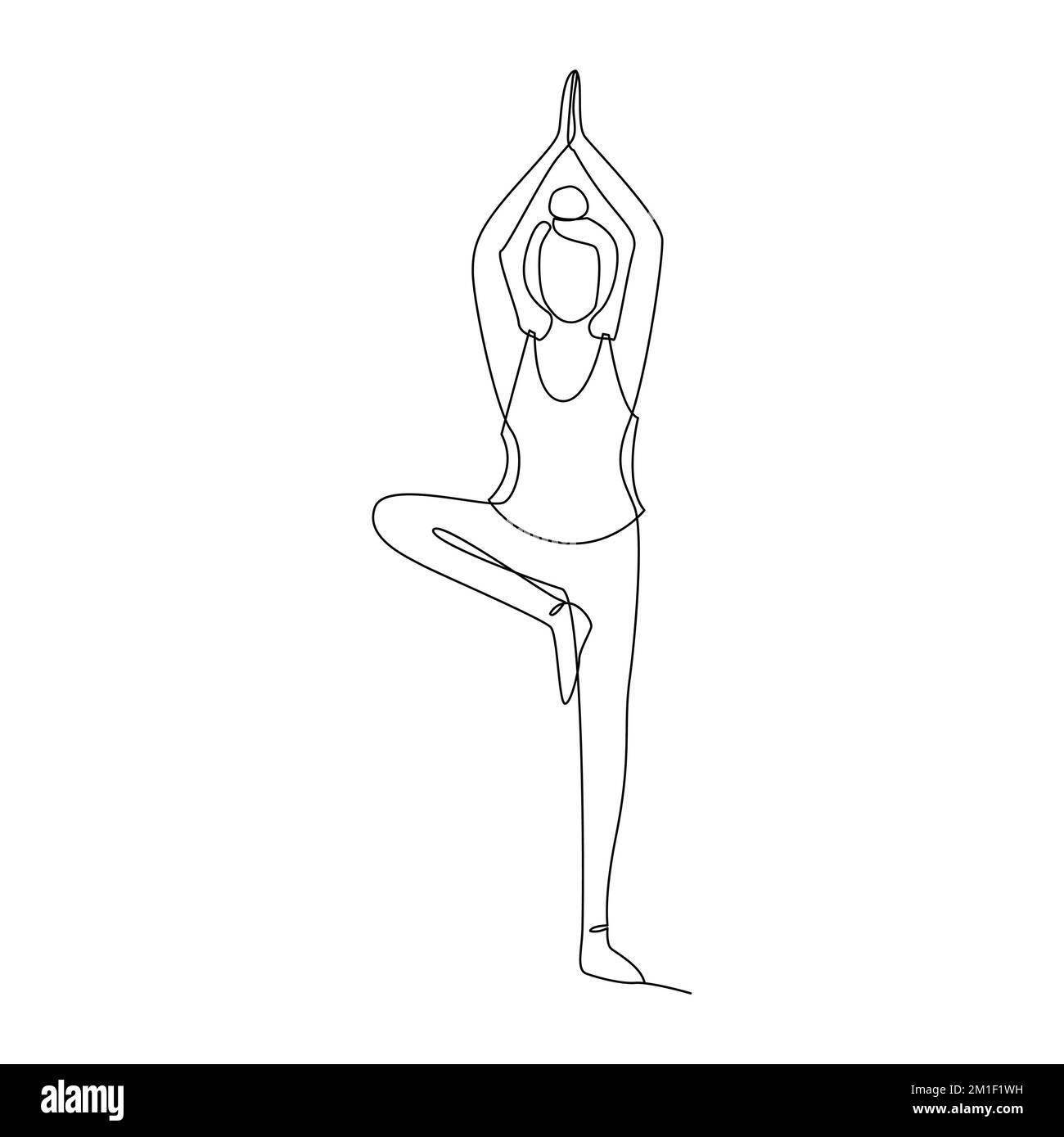 Woman doing yoga pose. Continuous one line drawing of energetic girl  practice Virabhadrasana yoga exercise pose. Character female in warrior pose  isolated on white background. Vector illustration 2215086 Vector Art at  Vecteezy