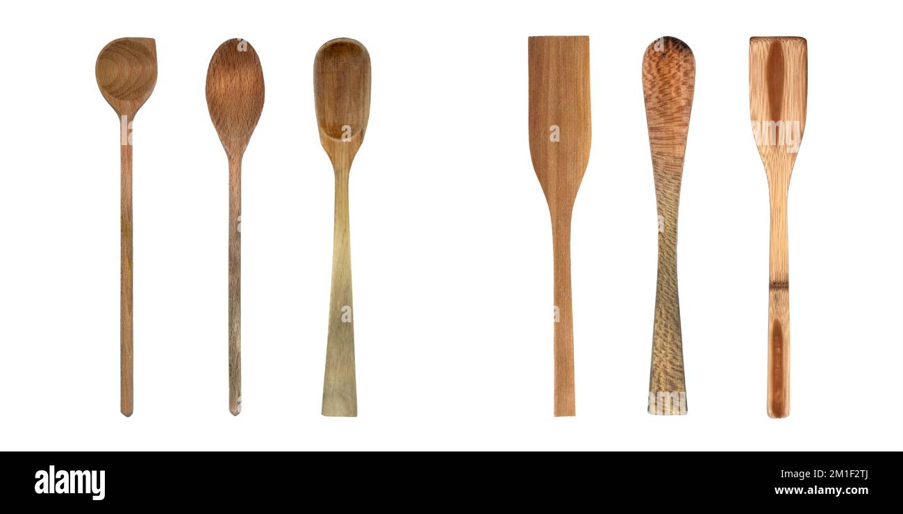 Topview of Set Cooking Wooden Utensils on White Background Stock Photo ...
