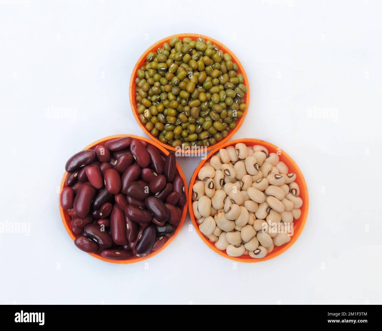 Three widely consumed beans in India in isolated background. These are