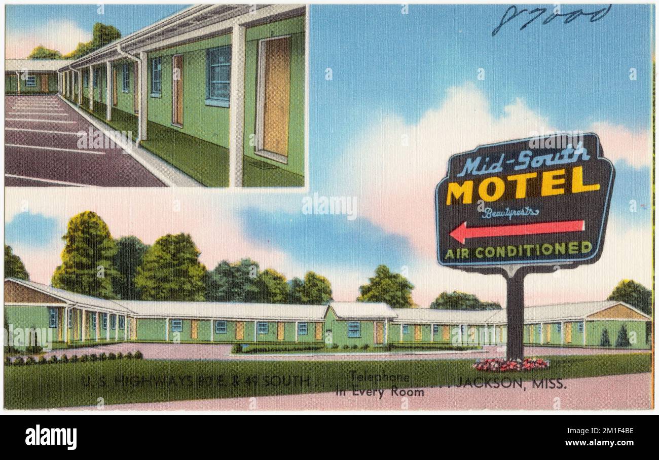 Mid-South Motel, U.S. Highways 80 E. & 49 South... telephone in every ...