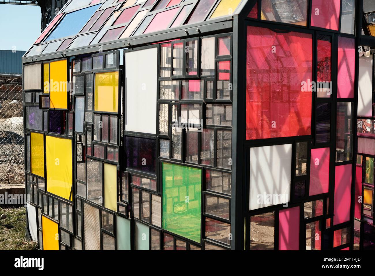NEW YORK, NY - March 18, 2018: Tom Fruins, Kolonihavehus, famous stained glass house in Brooklyn Bridge Park, NYC. Stock Photo