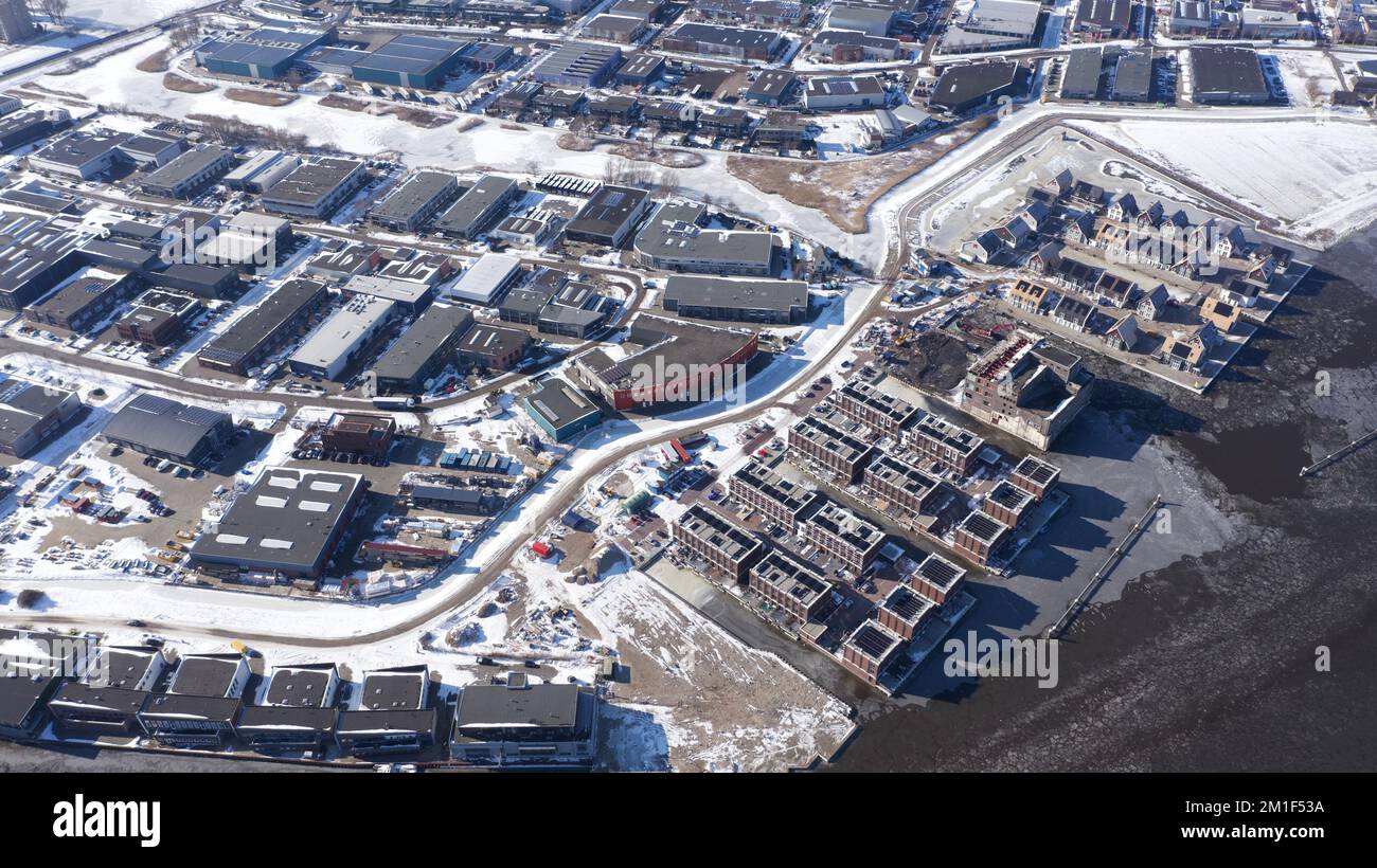 An aerial view of a snowy city Stock Photo - Alamy