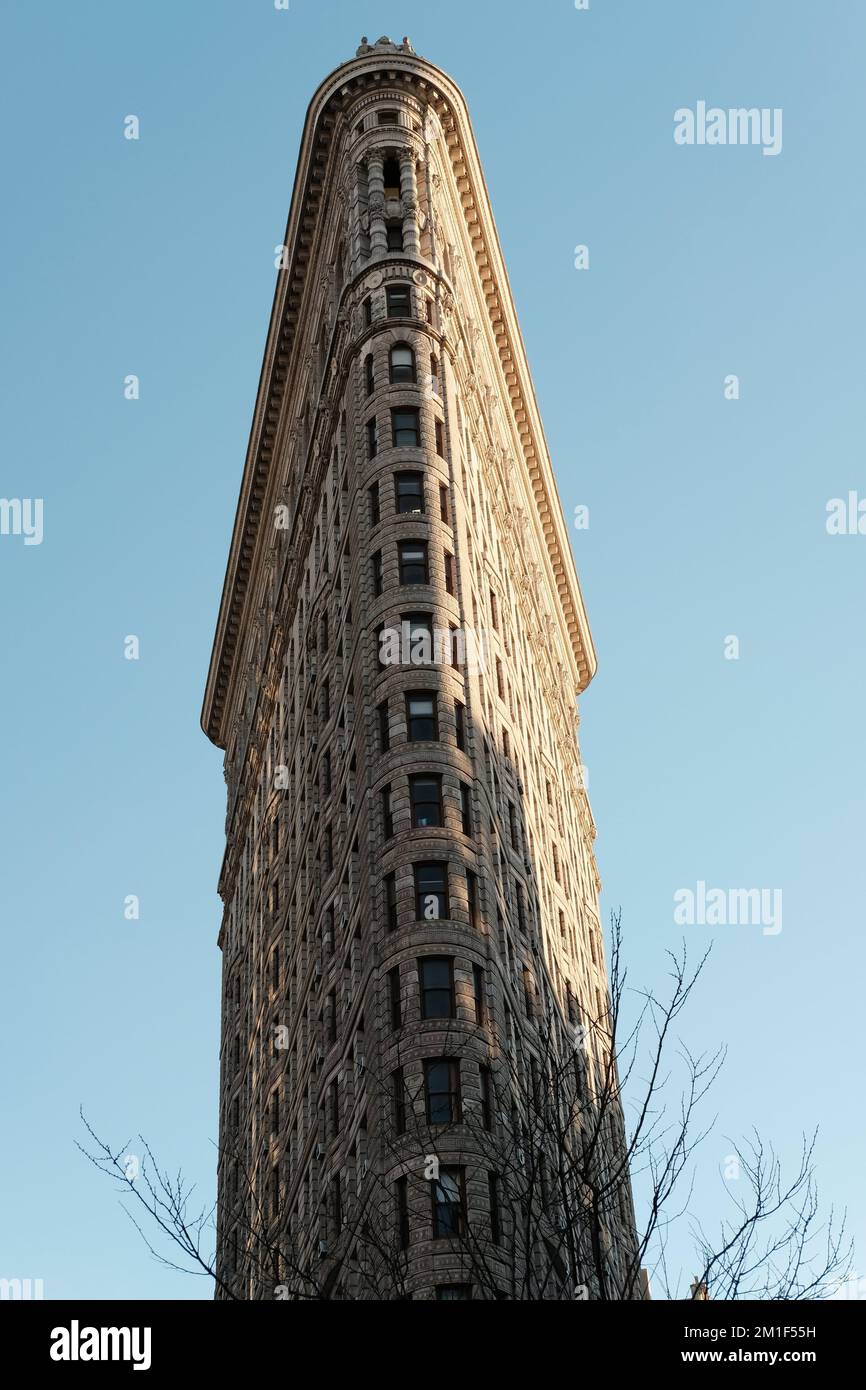 NEW YORK, USA - March 19, 2018 : Flat Iron building facade on March 19, 2018. Completed in 1902, it is considered to be one of the first skyscrapers Stock Photo