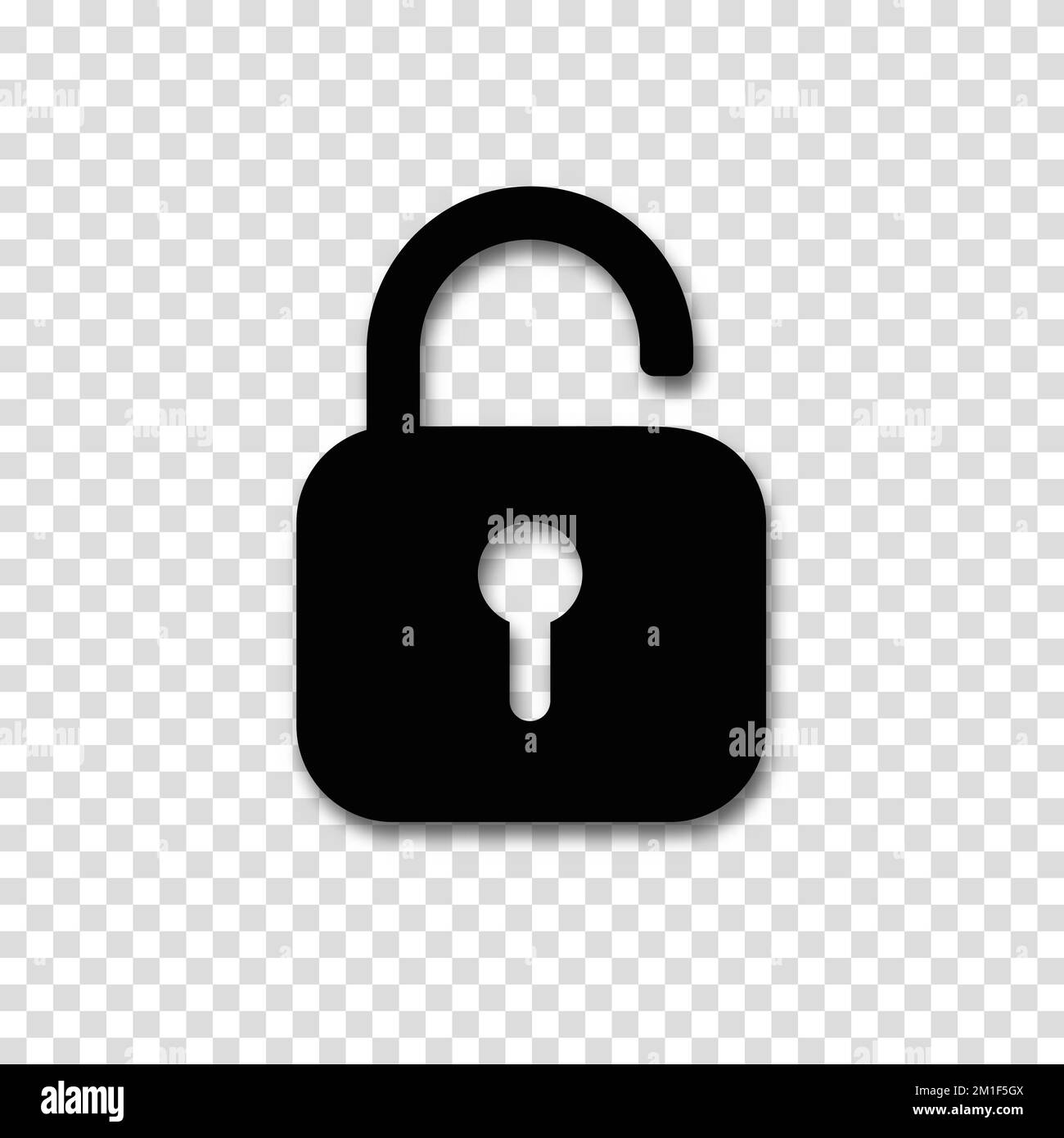 Padlock icon isolated on transparent background. Symbol sign unlock