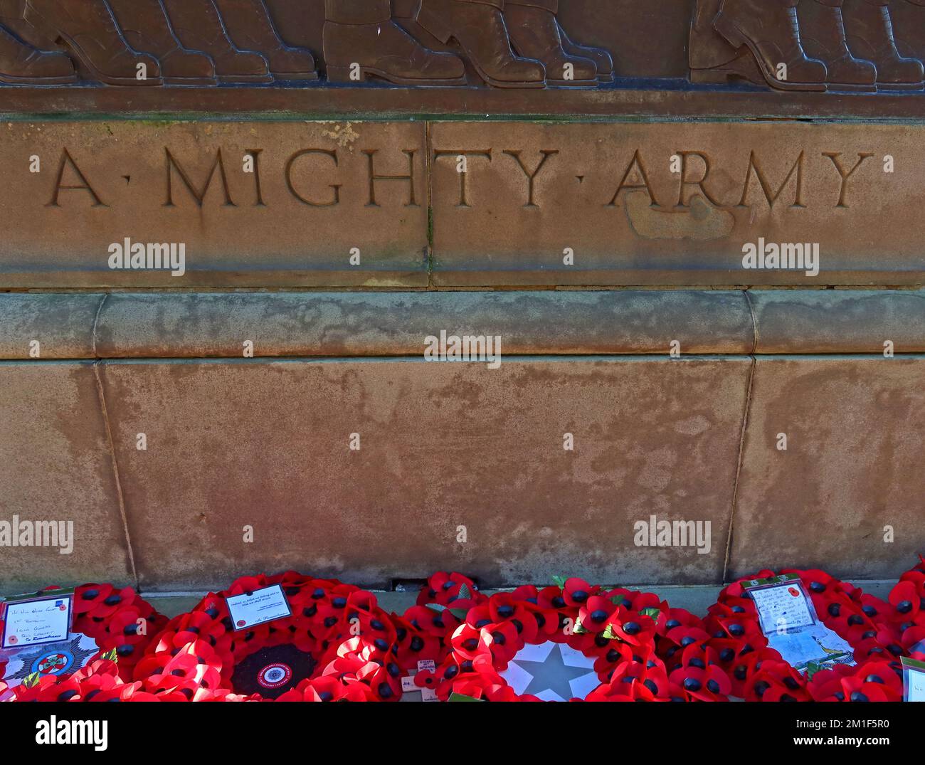 A mighty army -Liverpool St Georges military cenotaph, designed by Lionel Budden, Lime Street, Liverpool, England, UK, L1 1JJ Stock Photo