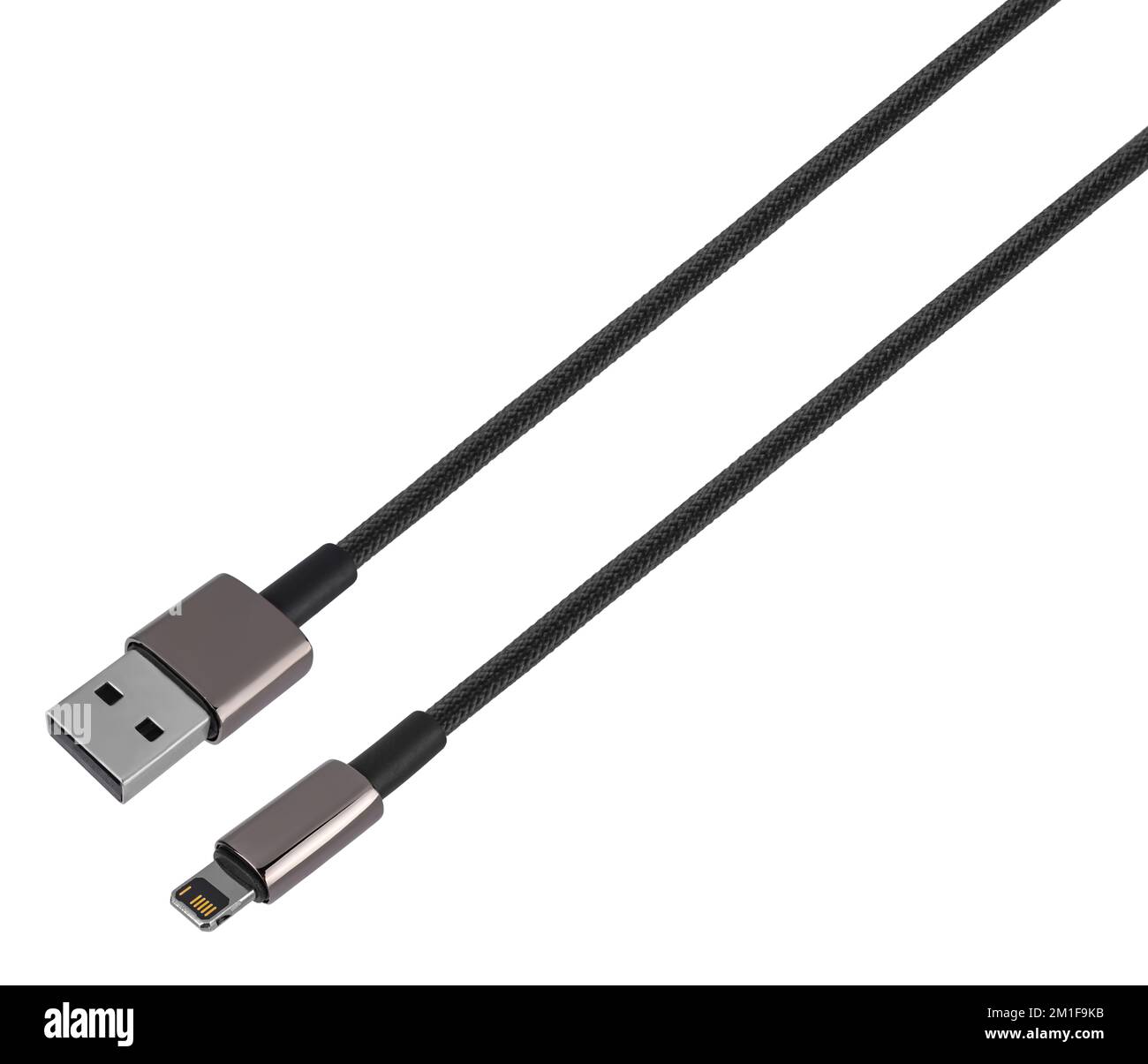 cable with USB plug, Lightning, on white background Stock Photo