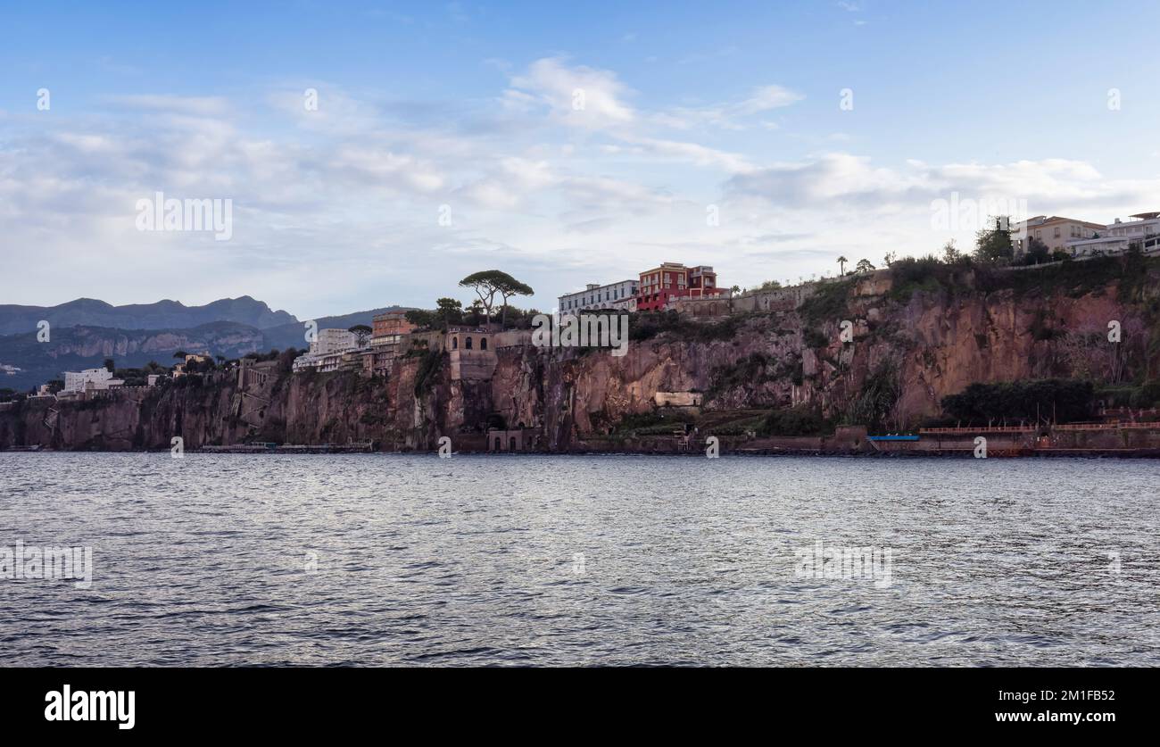 Homes and Hotels in a touristic town on the seafront. Sorrento, Italy Stock Photo