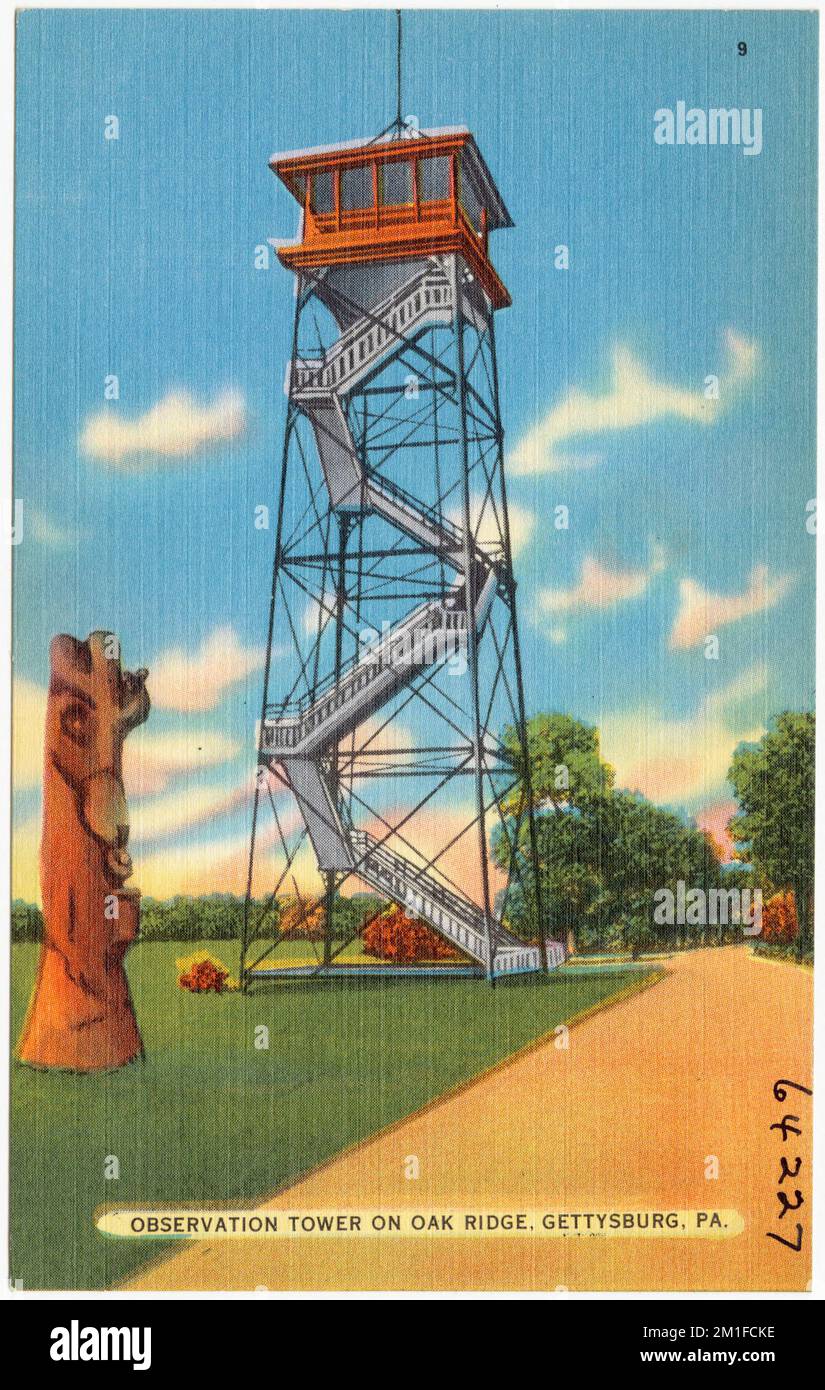 Observation Tower on Oak Ridge, Gettysburg, PA. , Tichnor Brothers ...