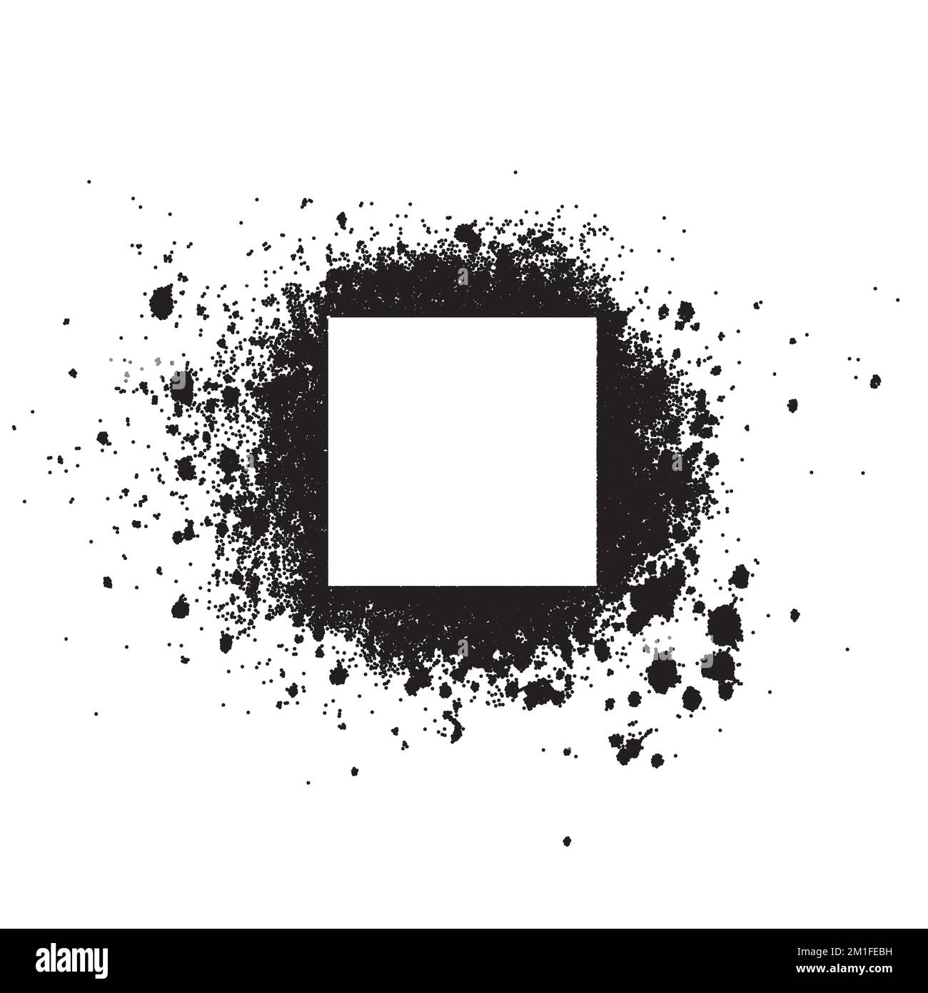 Spray painted square dot frame. Paint circular rectangle vector