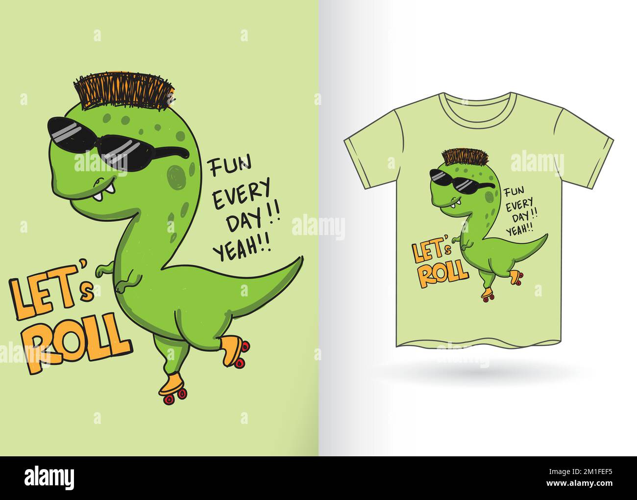 Cartoon Dino Summer T-Shirt With Jeans Shorts
