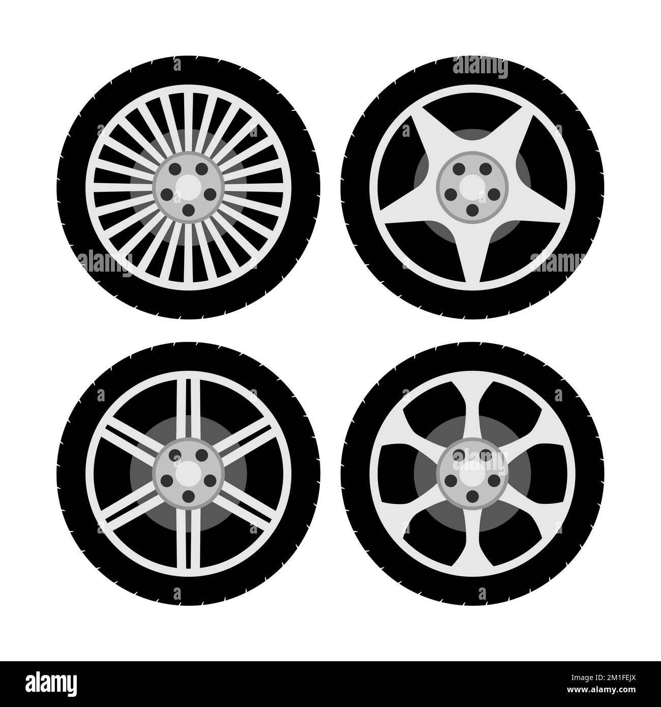 Car wheel tire 4x4 side view. Car tractor tyre vector isolated