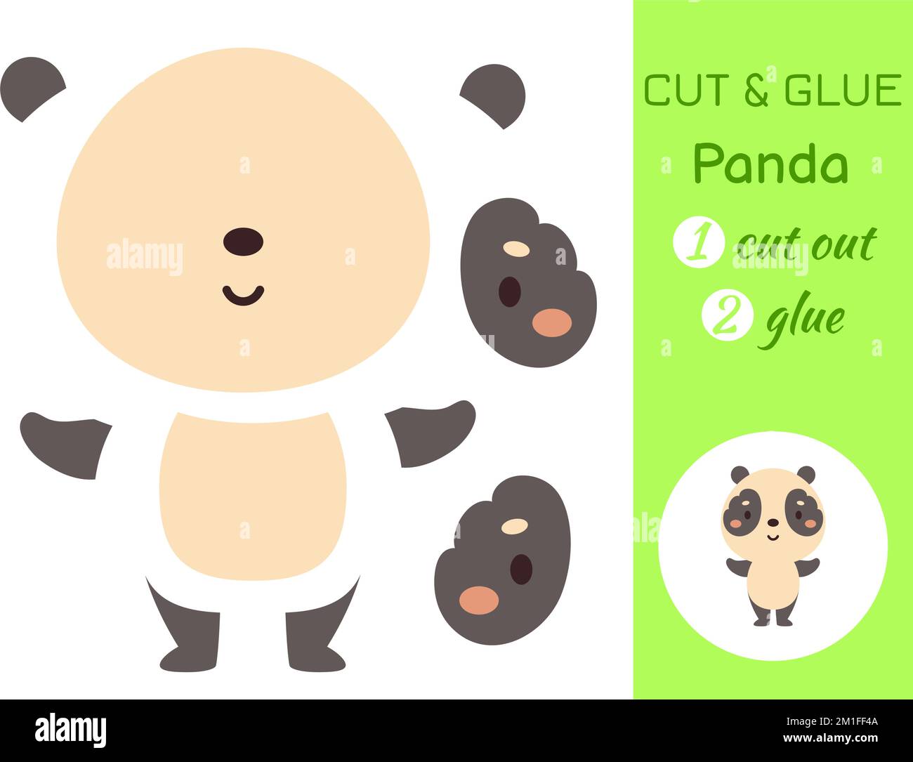 Cut And Glue Paper Little Panda. Kids Crafts Activity Page. Educational ...