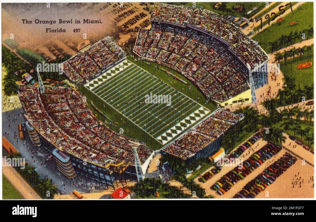 The Orange Bowl in Miami, Florida , Stadiums, Tichnor Brothers Collection, postcards of the