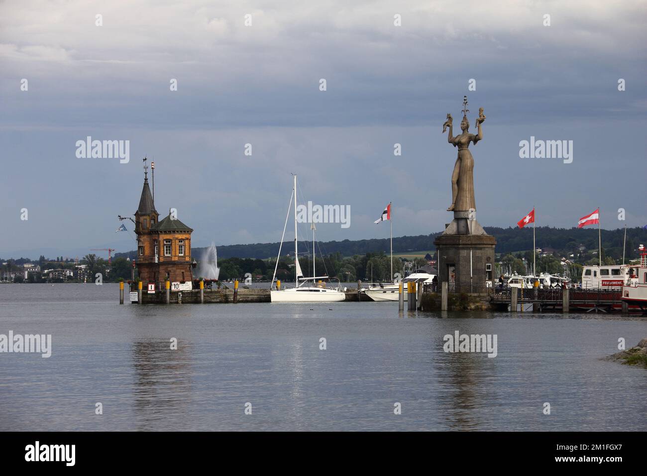 A beautiful shot of lake Bodensee on the borders of 3 countries Stock Photo