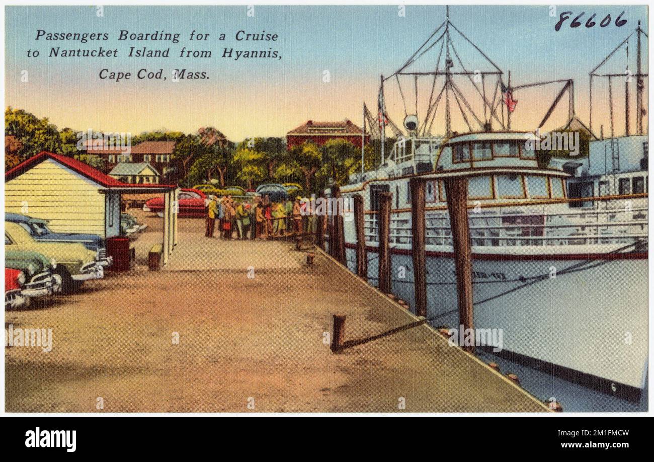 Passengers boarding for a cruise to Nantucket Island from Hyannis, Cape