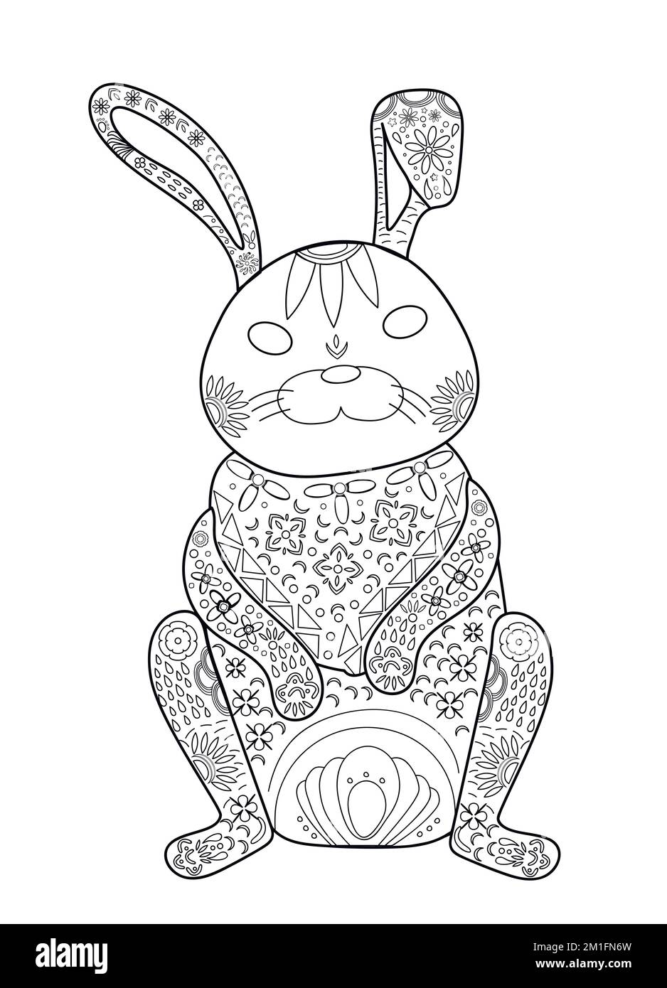 Illustration of rabbit coloring page Stock Vector
