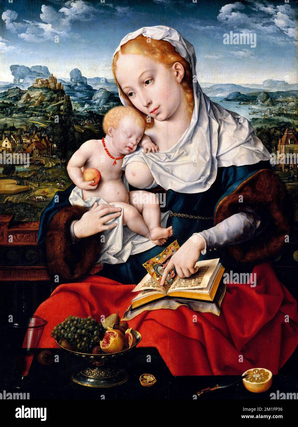 Virgin and Child by Joos Van Cleve, oil on wood, c.1525 Stock Photo