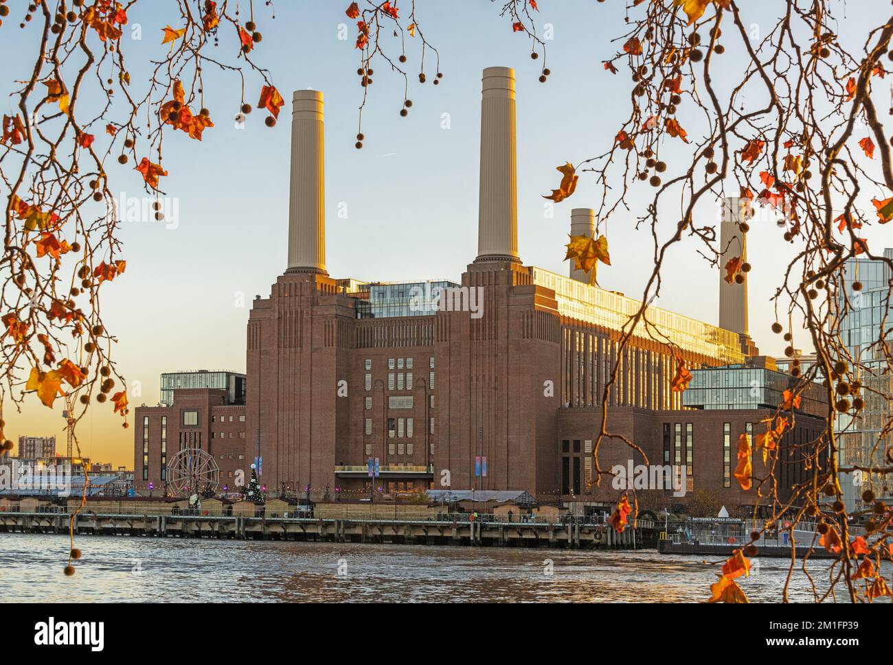 Battersea Power Station after its major redevelopment, shot from across the River Thames. 2022. Stock Photo