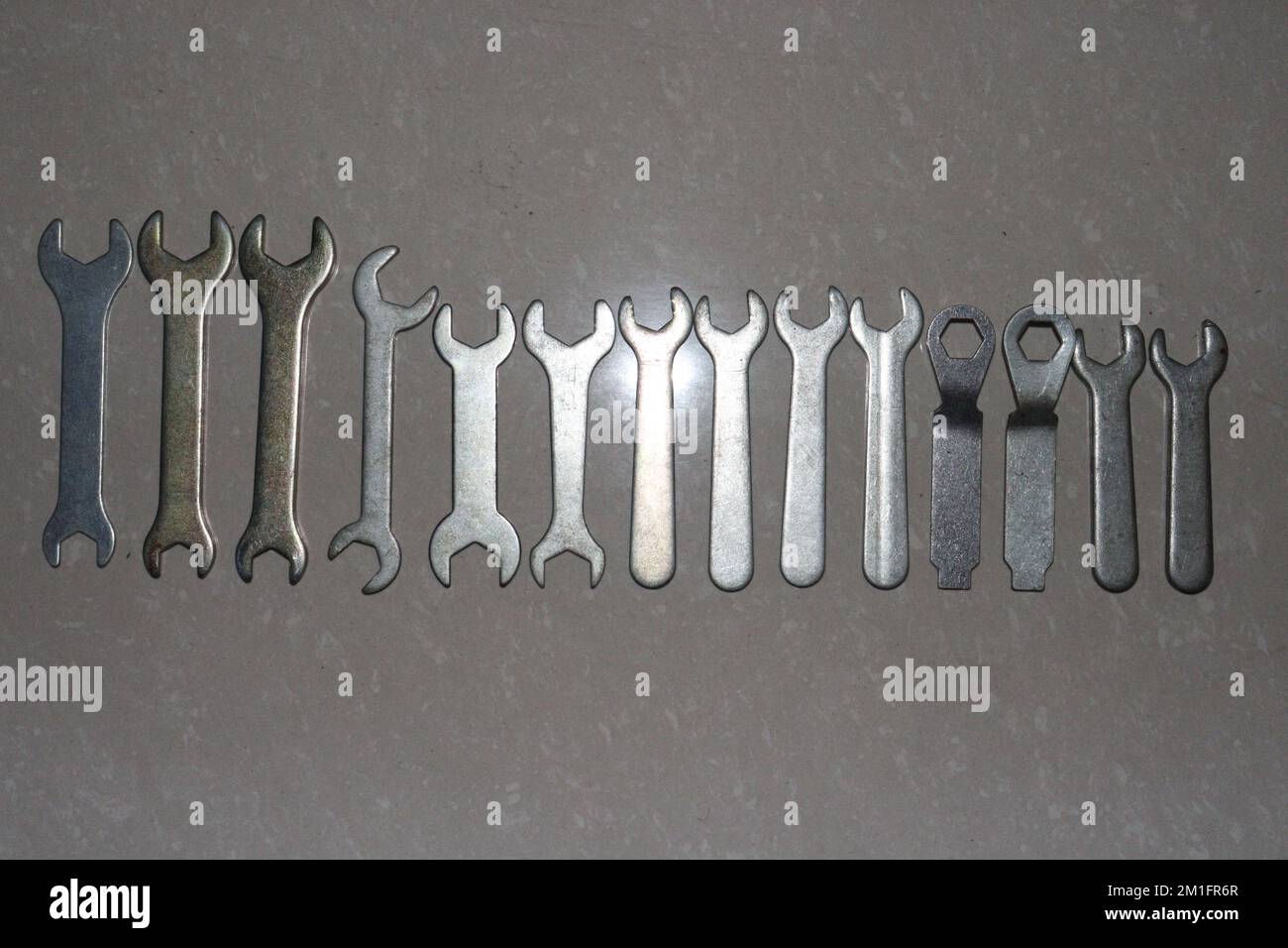 iron made double end spanner Set on shop for sell Stock Photo