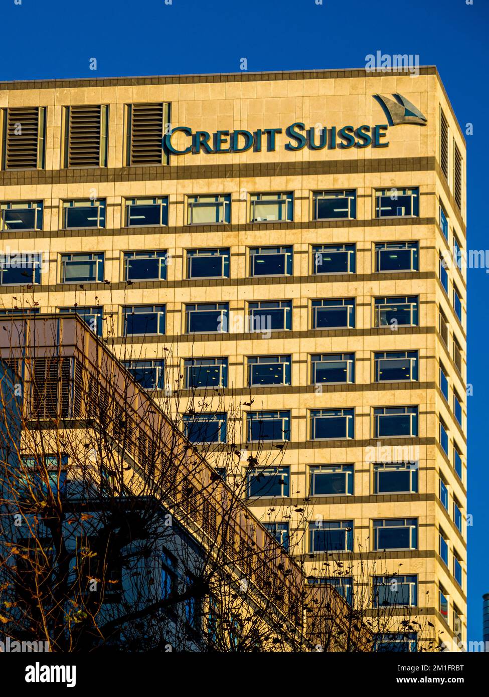 Credit Suisse Canary Wharf London UK. Credit Suisse Group AG London. Stock Photo