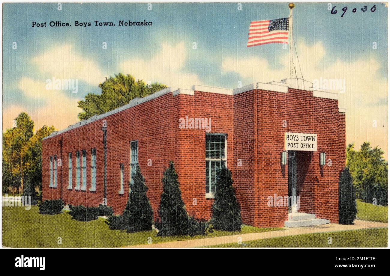 Post office, Boys Town, Nebraska , Post offices, Tichnor Brothers