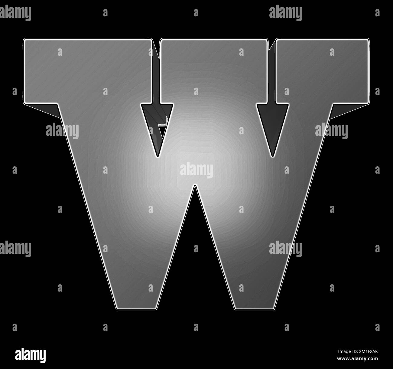 Capital letter W in 3D, brutalist style Stock Photo - Alamy
