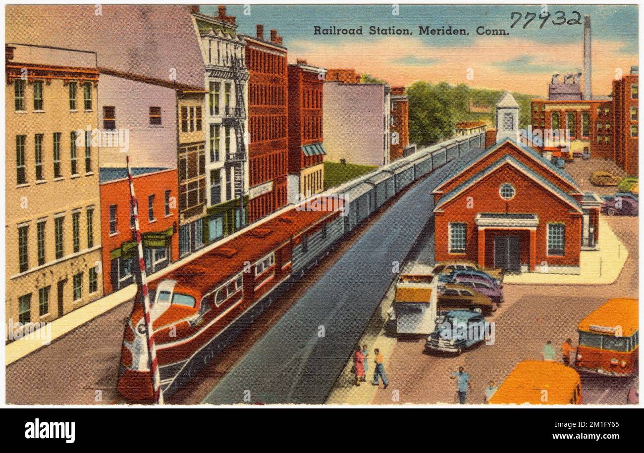 Meriden Postcard Railroad Station, Meriden, Conn. , Railroad stations, Tichnor Brothers ...