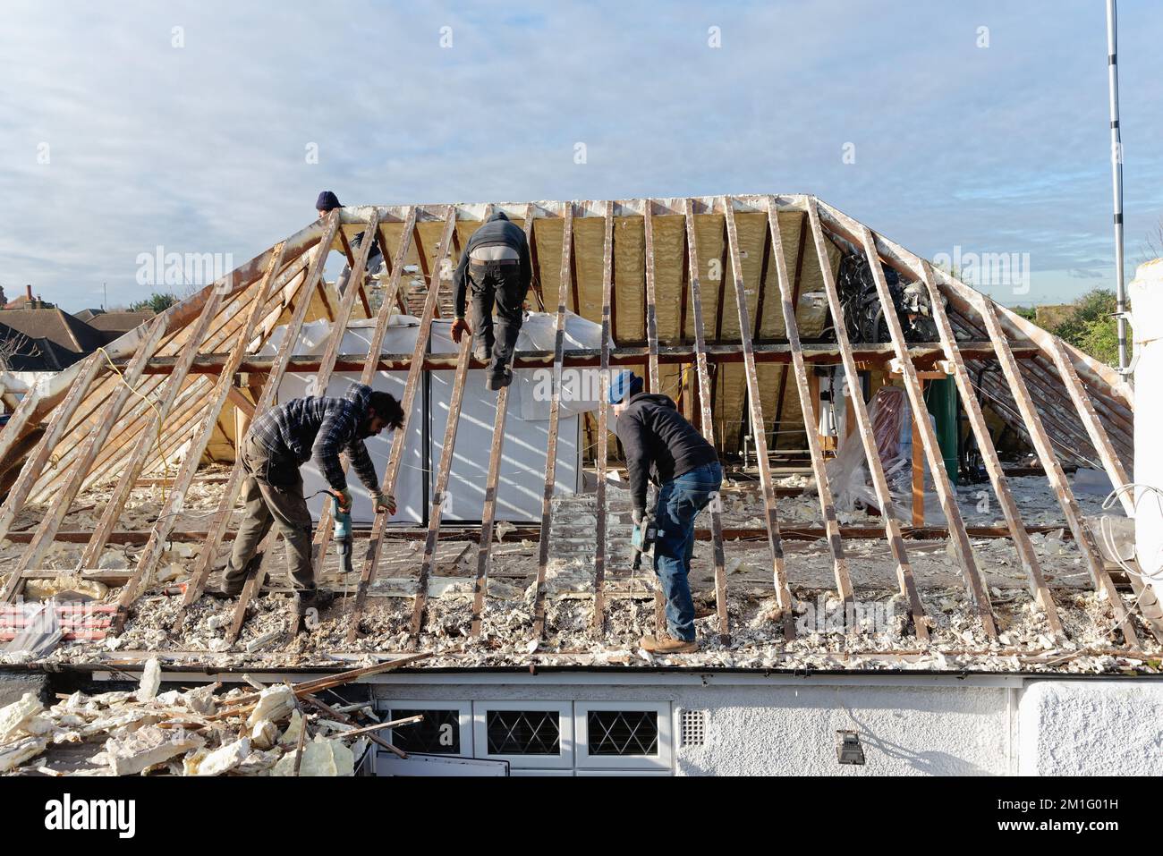 Builders removing discredited spray foam insulation from the roof space