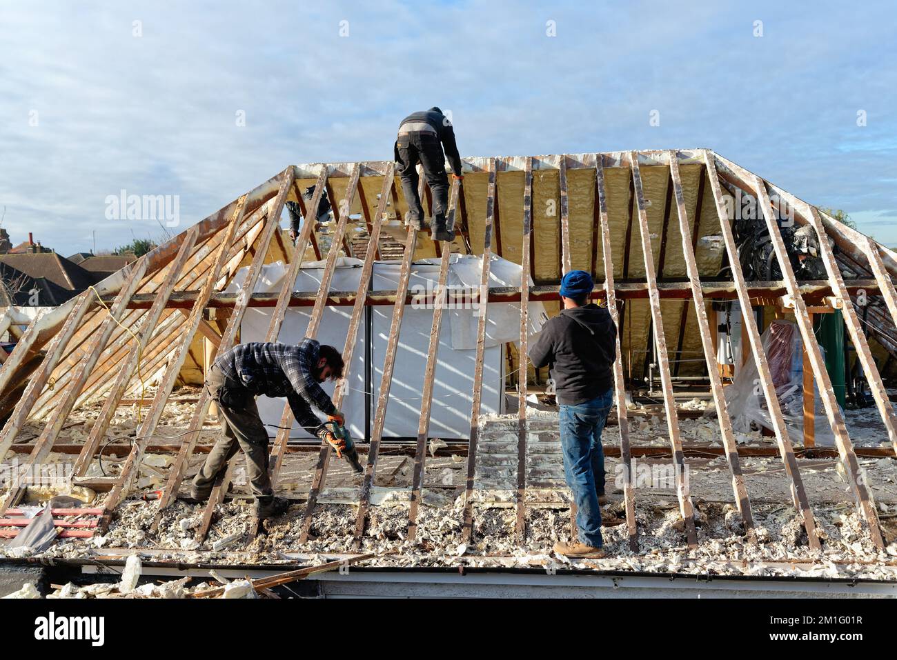 Builders removing discredited spray foam insulation from the roof space