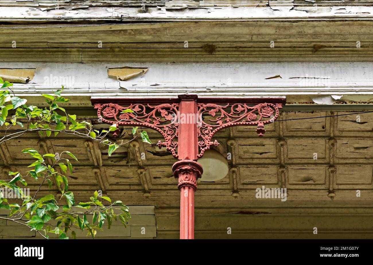 Antique metal porch brackets in Petropolis, Rio de Janeiro, Brazil Stock Photo
