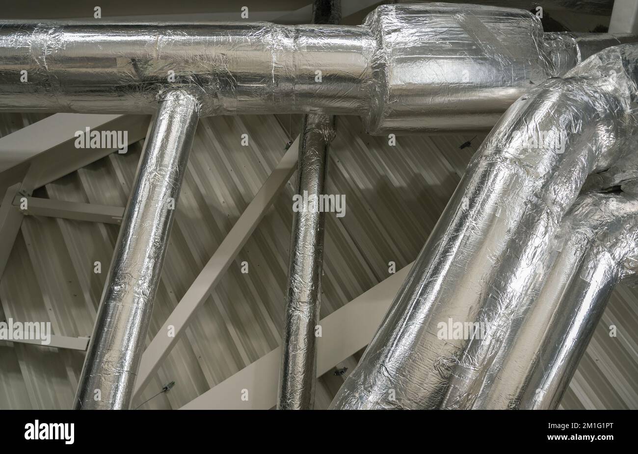 Construction of ventilation pipes on the ceiling Stock Photo Alamy