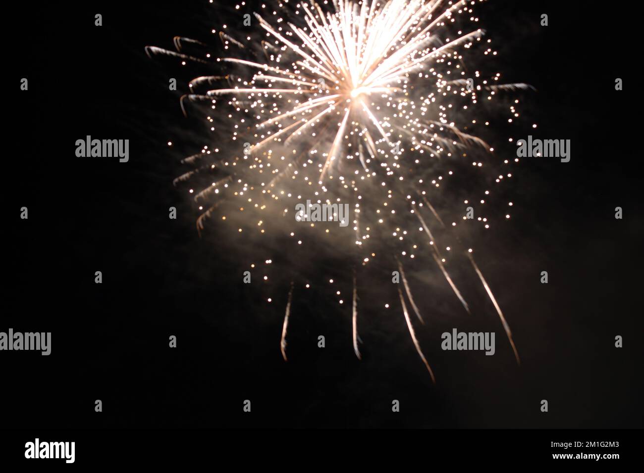 white red flashes rosette fireworks fireworks on a dark background holiday atmosphere celebrating independence day victory Stock Photo