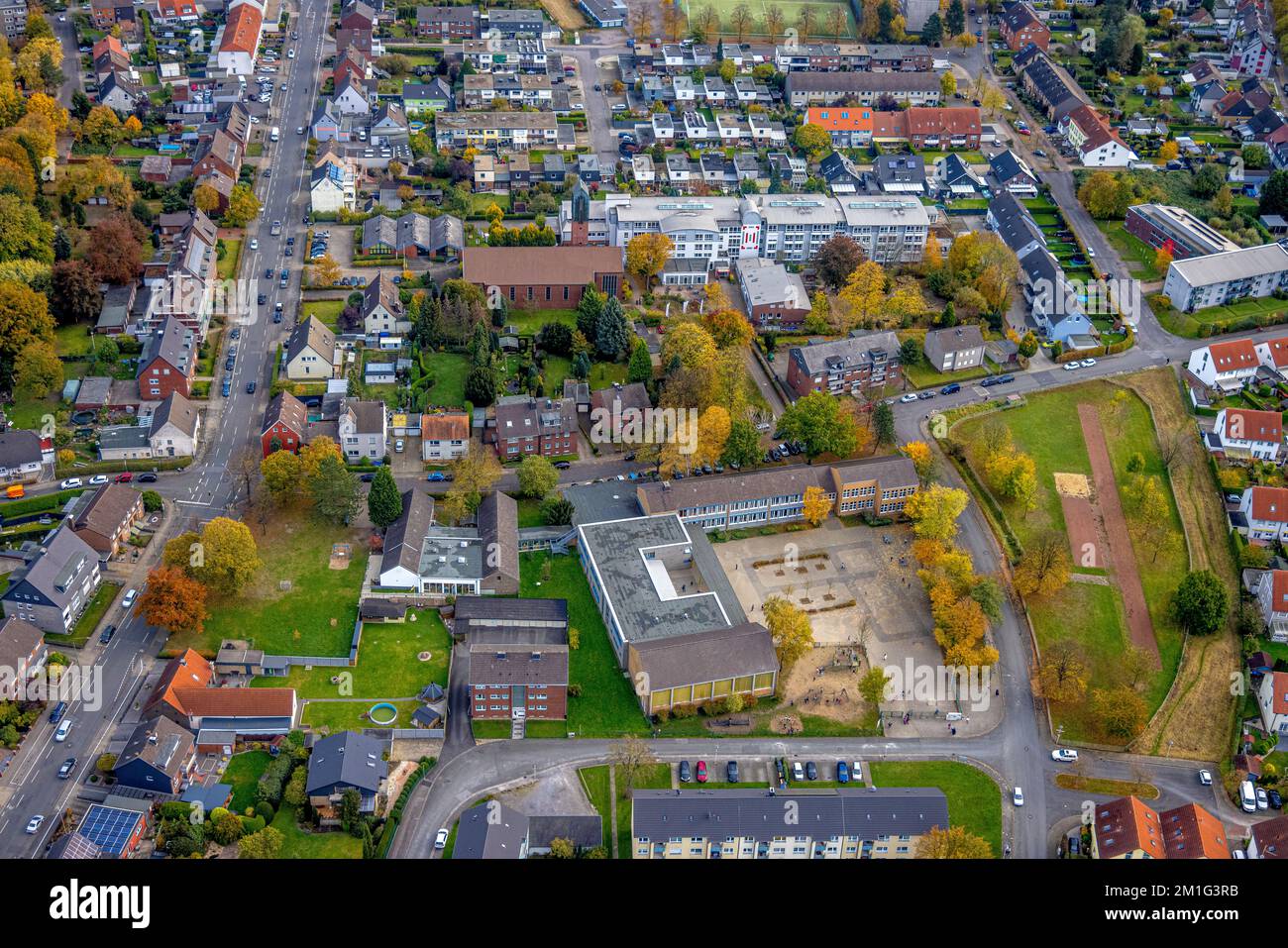 Aerial view, St. Boniface Church, St. Boniface Senior Citizens' Center