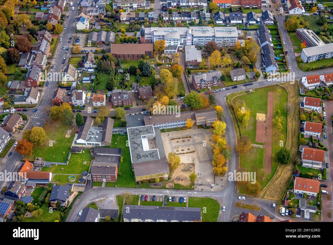 Aerial view, St. Boniface Church, St. Boniface Senior Citizens' Center