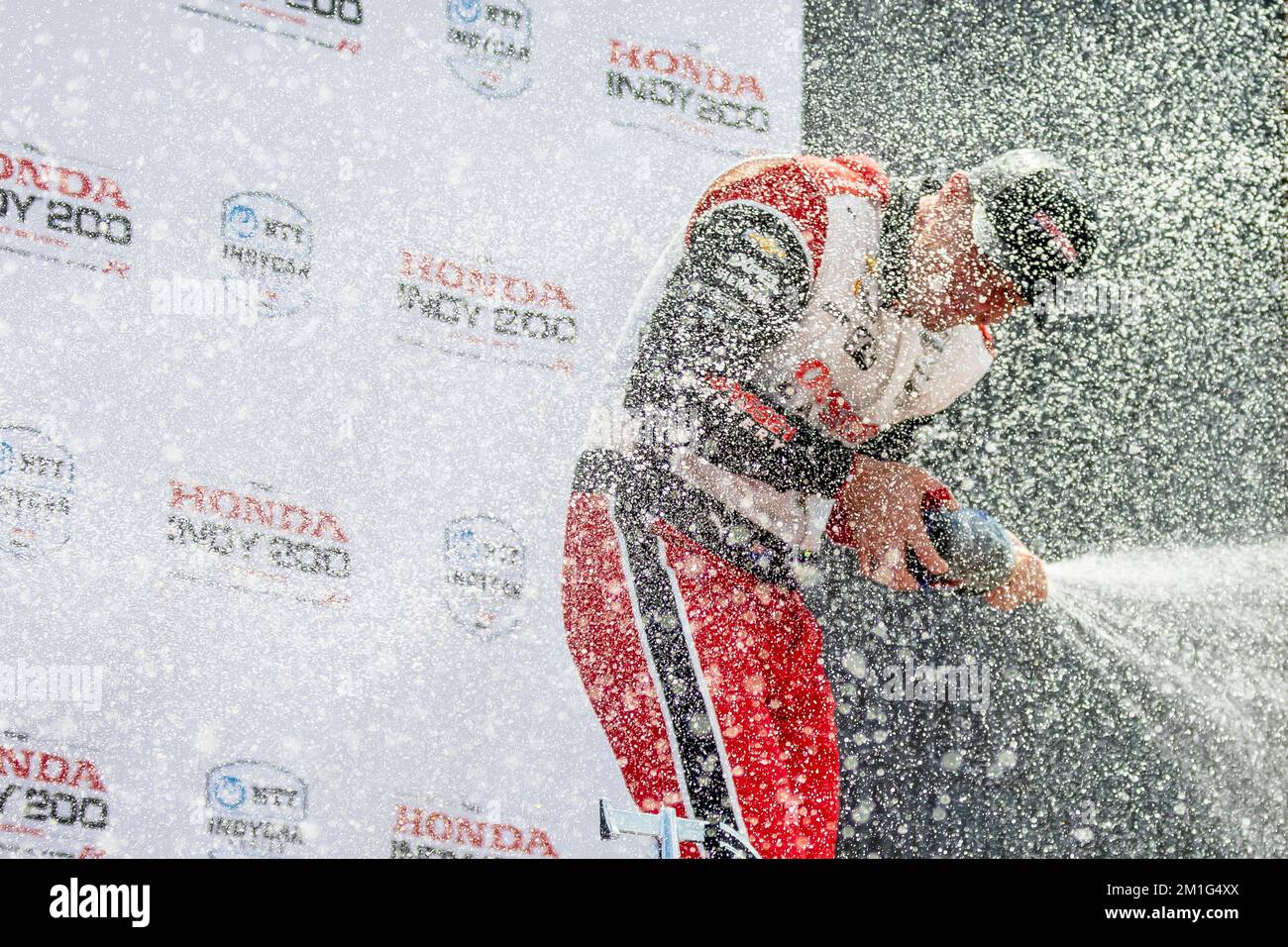 SCOTT MCLAUGHLIN (3) of Christchurch, New Zealand wins the Honda Indy 200 at Mid Ohio Sports Car Course in Lexington, OH, USA. Stock Photo