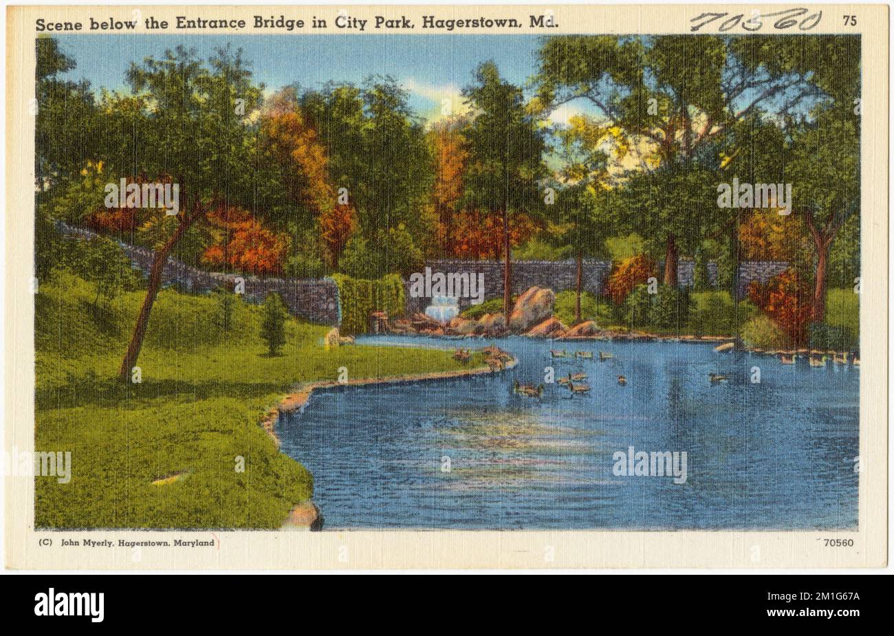 Scene below the Entrance Bridge in City Park, Hagerstown, Md. , Parks