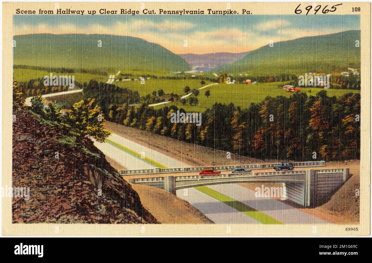 Scene from halfway up Clear Ridge Cut, Pennsylvania, Pa. , Roads