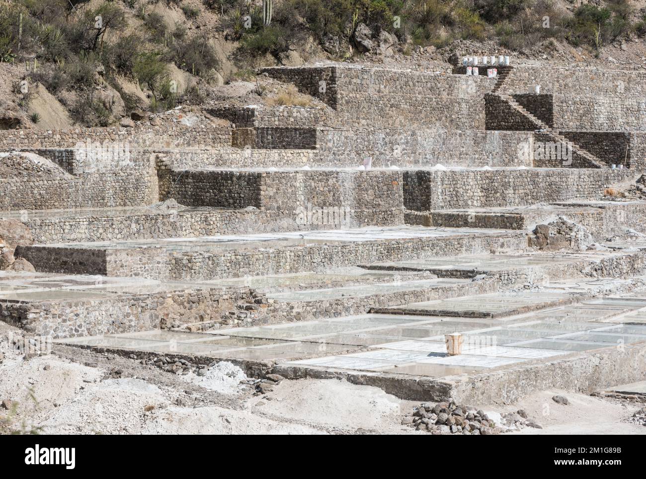 Salt production in the Tehuacan-Cuicatlan Biosphere Reserve, Mexico Stock Photo
