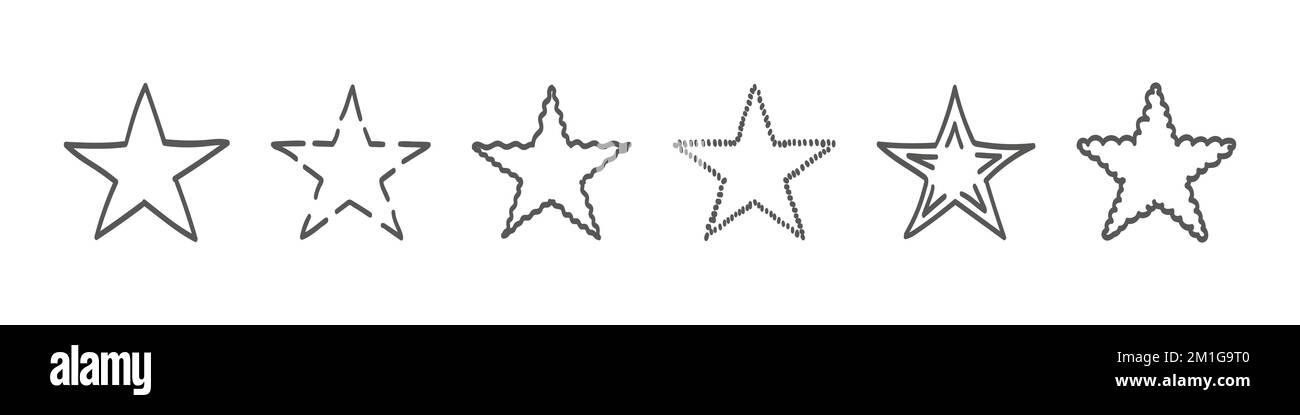 Star icons. Star doodle collection. Set of hand drawn stars. Sketch ...