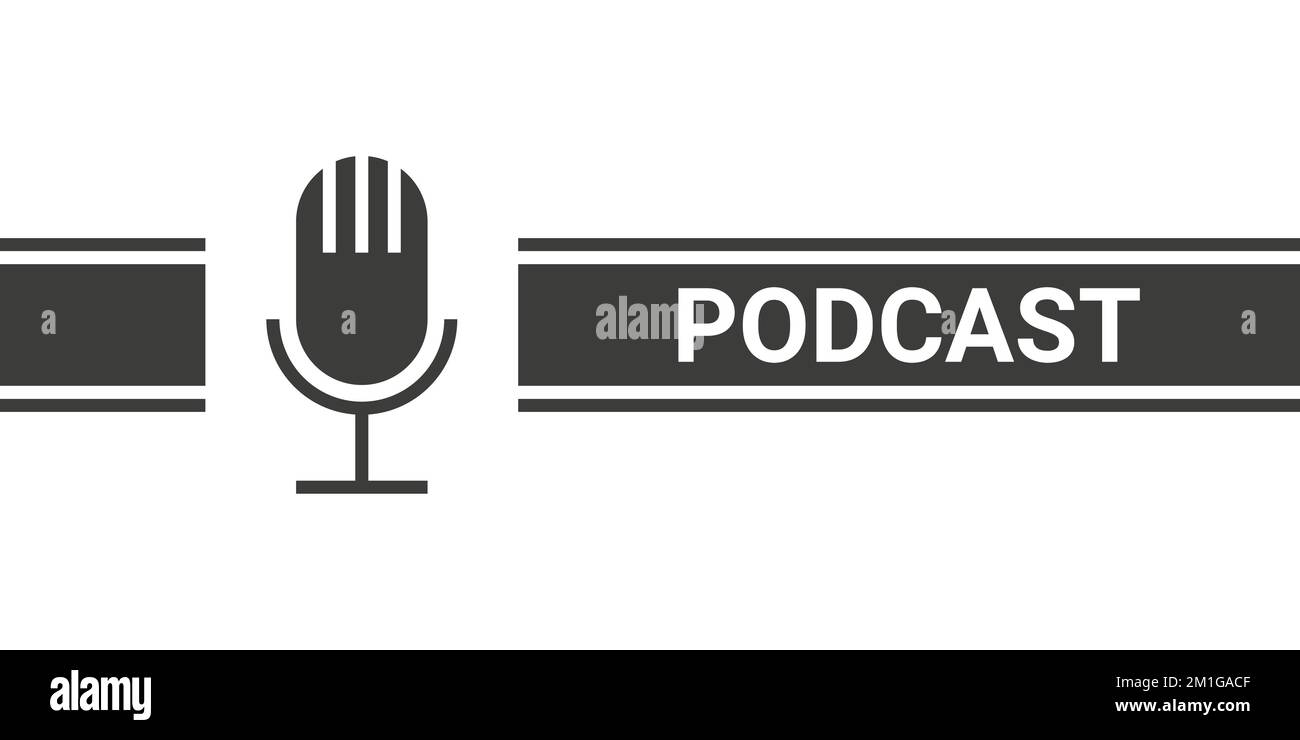 Podcast sign. The microphone icon in a fashionable flat style. Vector ...