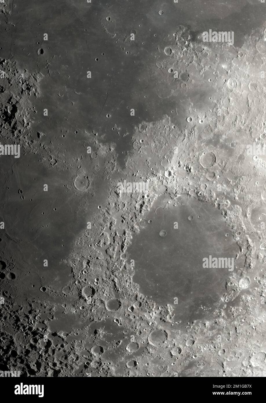lunar surface detail on transparent background - 3D rendering - maps from Nasa Stock Photo