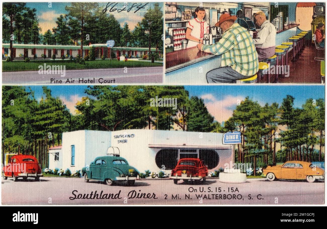 Southland Diner, 2 mi. N. Walterboro, S. C., on U.S. 15 - 15A , Restaurants, Tichnor Brothers Collection, postcards of the United States Stock Photo