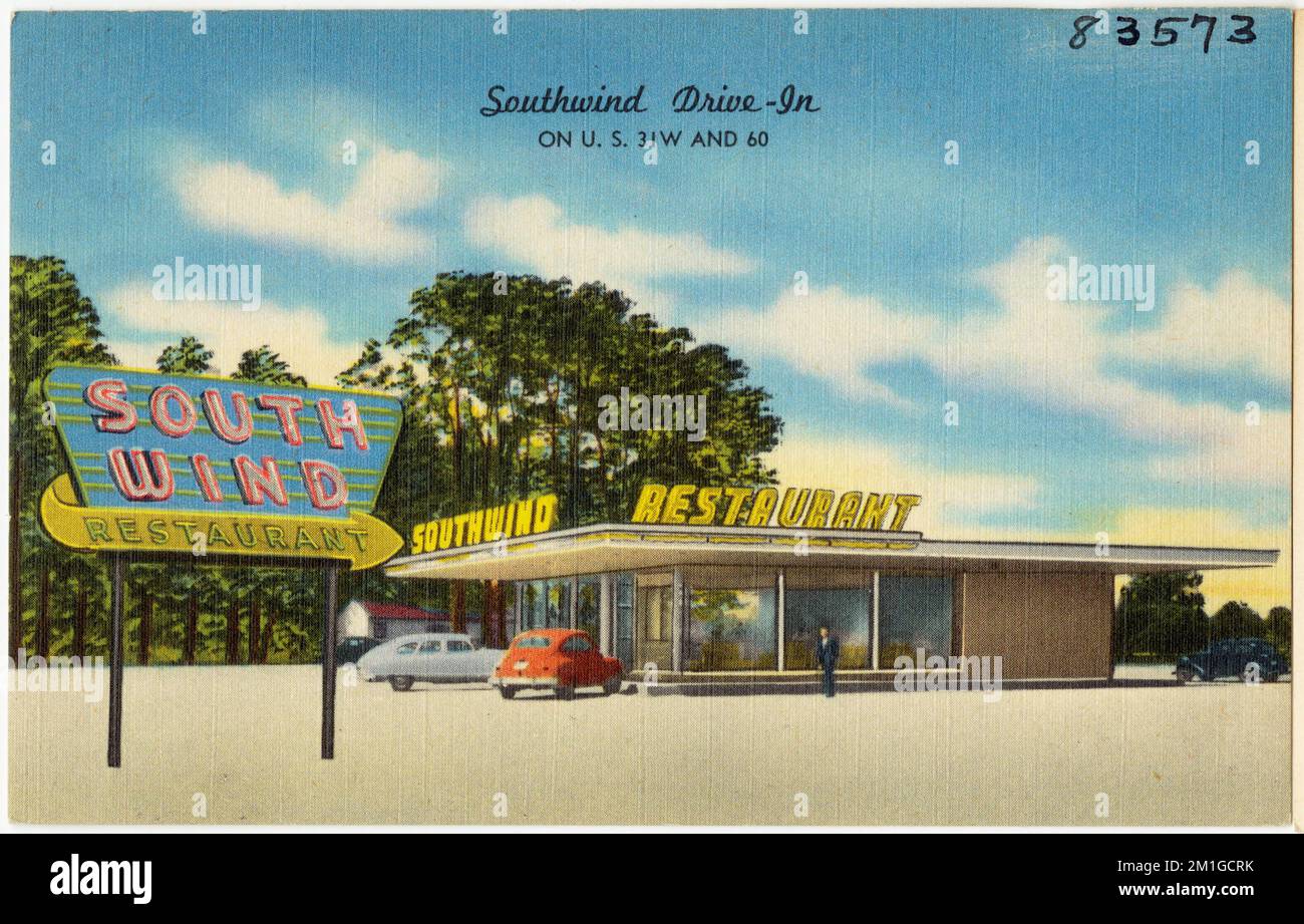 Southwind DriveIn Restaurant, on U. S. 31 W and 50 , Restaurants, Tichnor Brothers Collection