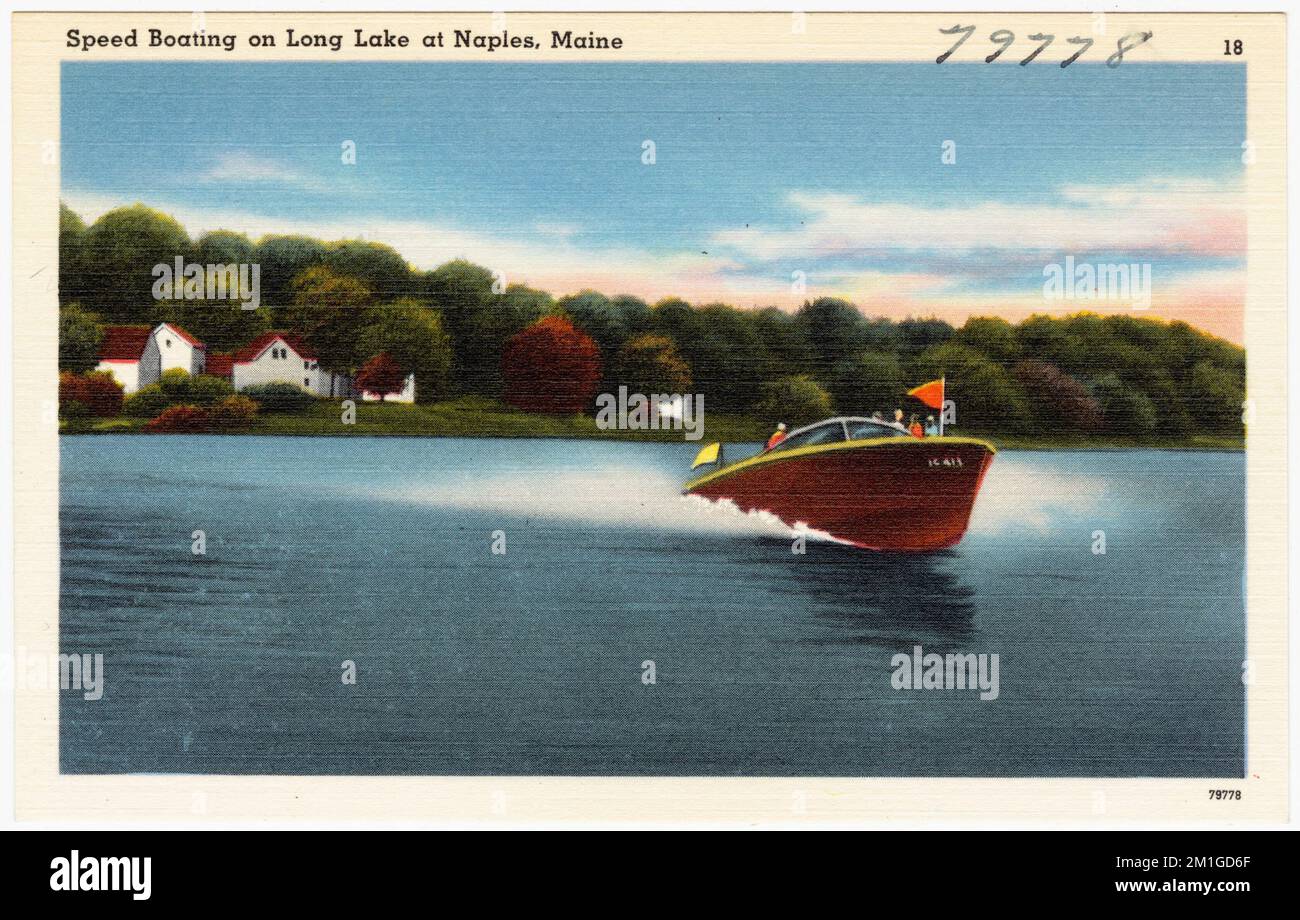 Speed boating on Long Lake at Naples, Maine , Boats, Lakes & ponds