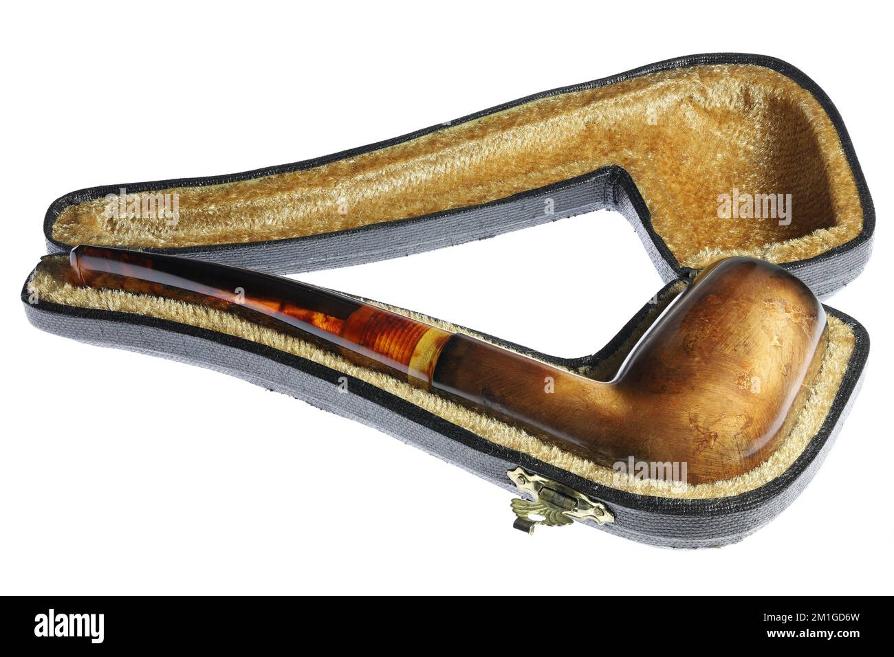 meerschaum pipe in hard case isolated on white background Stock Photo