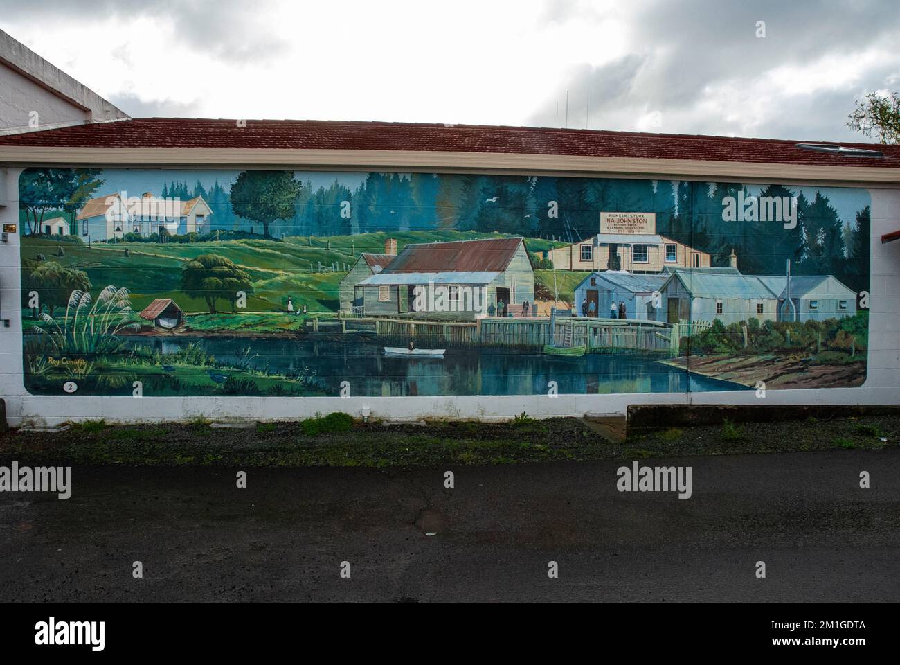 Mural of town and farms in Katikati, Bay of Plenty, North Island, New