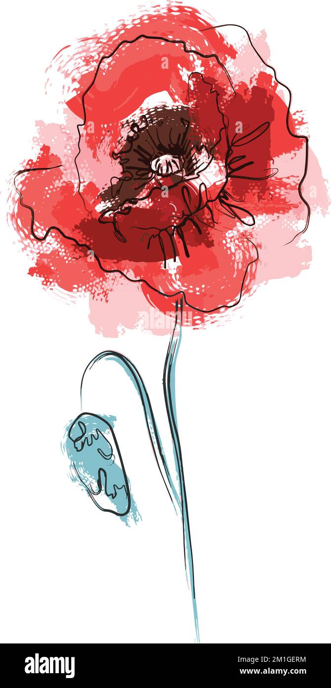 Abstract Red Poppy Abstract Red Poppy flower. The effect of red gouache stains ...