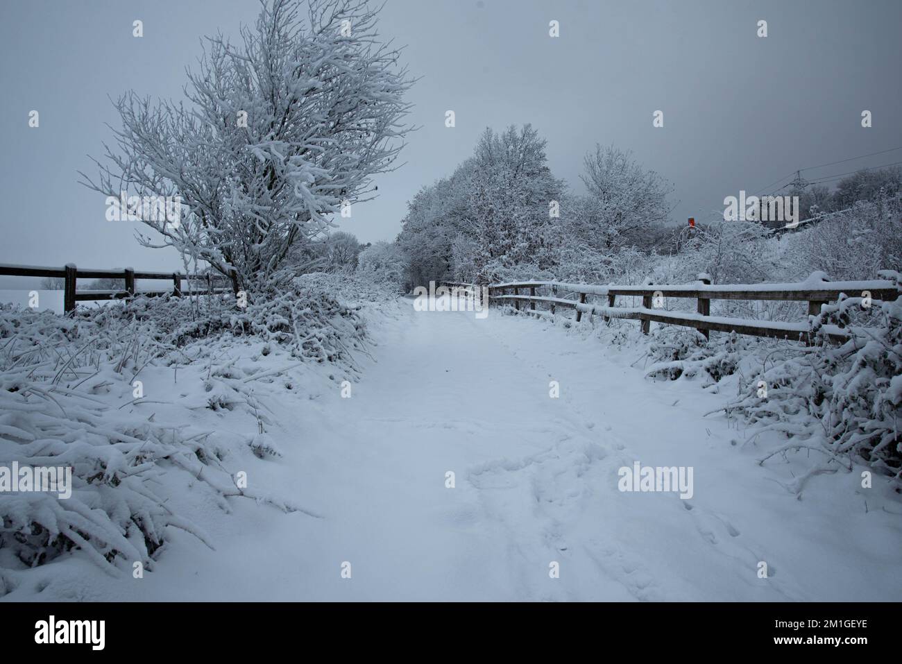 Winter weather conditions in Hertfordshire in the UK in 2022 heaviest fall in a decade Stock Photo