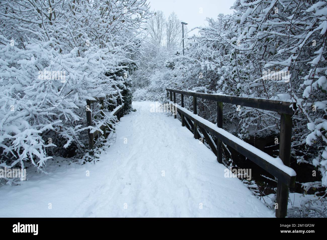 Winter weather conditions in Hertfordshire in the UK in 2022 heaviest fall in a decade Stock Photo