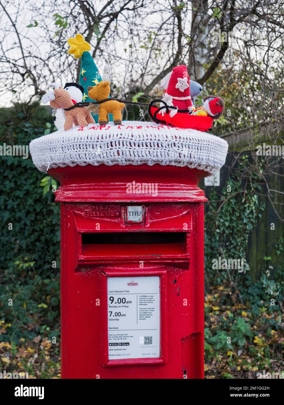 Post box with Christmas theme, December 2022, Stock Photo